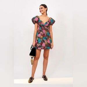 Farm Rio Mix Sea Shell Puff Sleeve Mini Dress